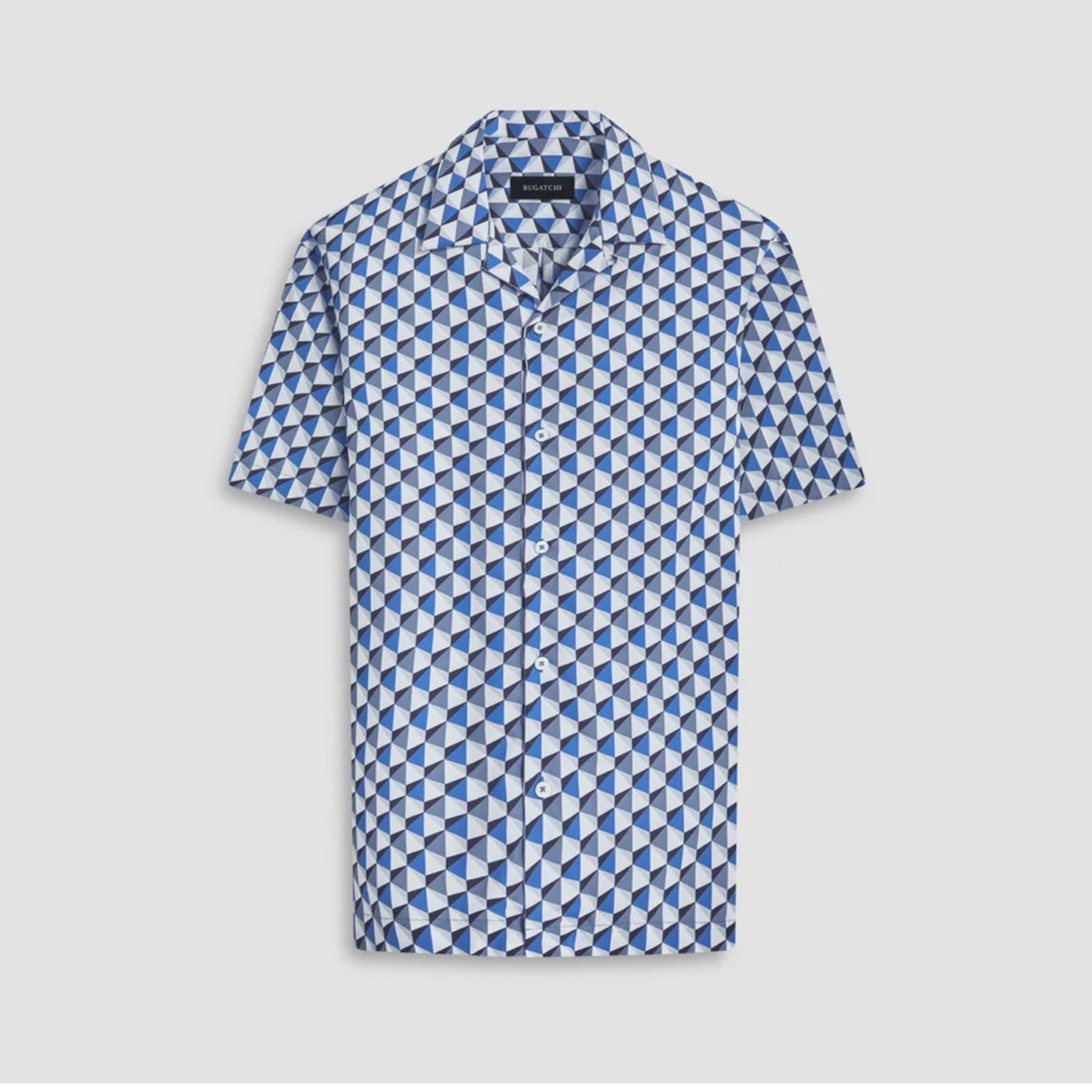 Bugatchi Men’s Jackson Geometric Short Sleeve Shirt size S